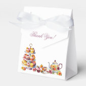 Roze Bloemen Lila Whimsical Tea Vrijgezellenfeest Bedankdoosjes (Voorkant Zijde)