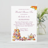 Roze Bloemen Lila Whimsical Tea Vrijgezellenfeest Kaart (Staand voorkant)