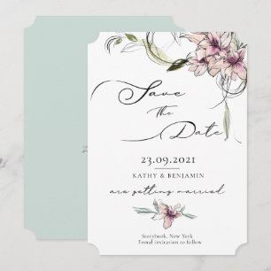 Roze bloemen Lilies die de Kaart van de Datum bewa