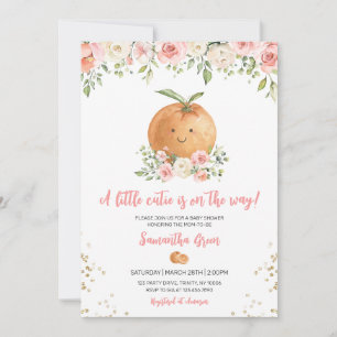 Roze Bloemen Little Cutie Baby shower Kaart