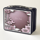 Roze Bloemen Lunchbox (Achterkant)