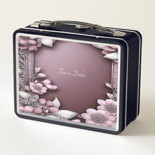 Roze Bloemen Lunchbox (Achterkant)