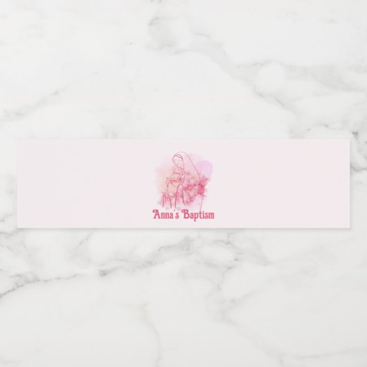 Roze Bloemen Maagd Maria Jezus Aangepaste Doop Waterfles Etiket (Enkel label)