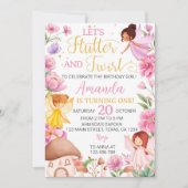 Roze Bloemen Magische Fee Verjaardag Uitnodiging (Voorkant)