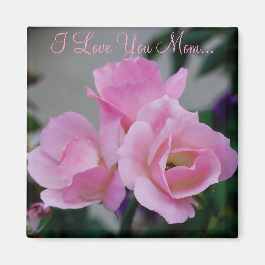  roze bloemen magneet (Voorkant)