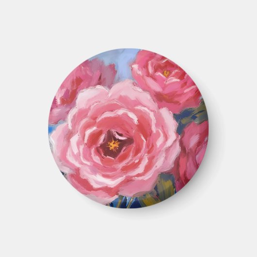 Roze bloemen magneet (Voorkant)