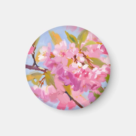 Roze bloemen magneet (Voorkant)