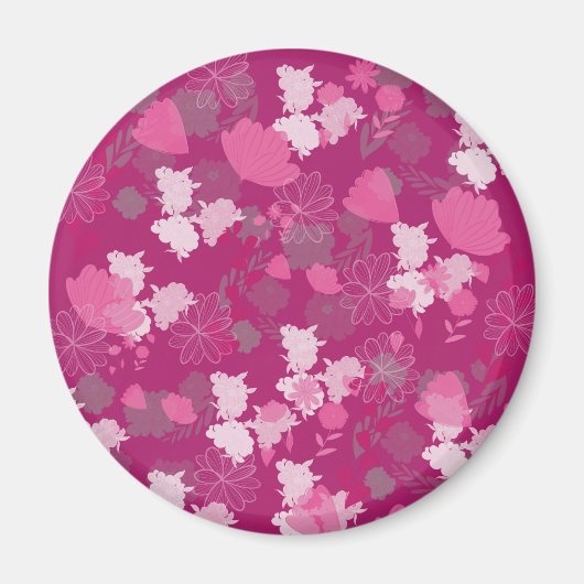 roze bloemen magneet (Voorkant)