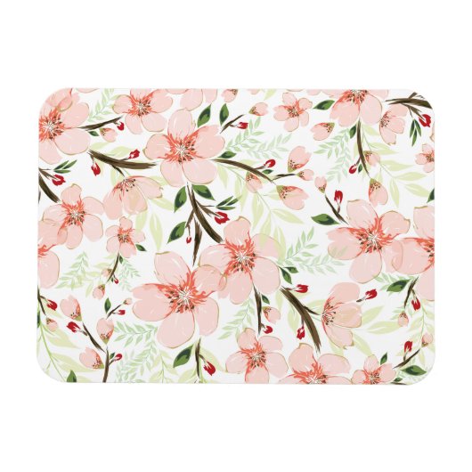 Roze bloemen magneet (Horizontaal)