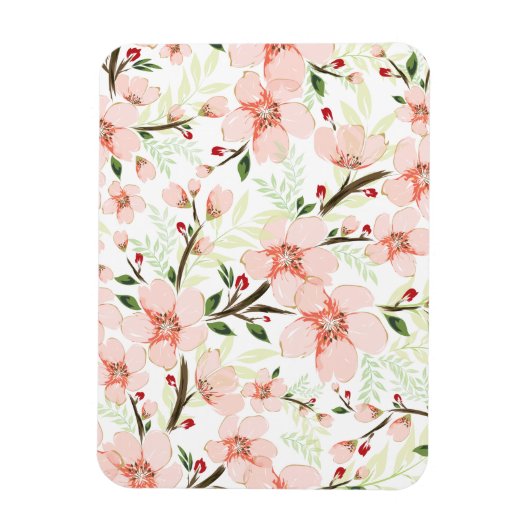 Roze bloemen magneet (Verticaal)