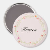  roze bloemen magneet (Voorkant / Achterkant)