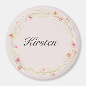  roze bloemen magneet (Voorkant)