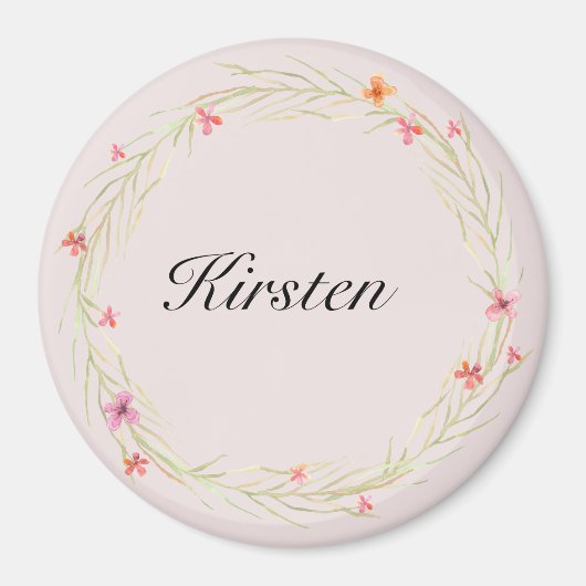  roze bloemen magneet (Voorkant)