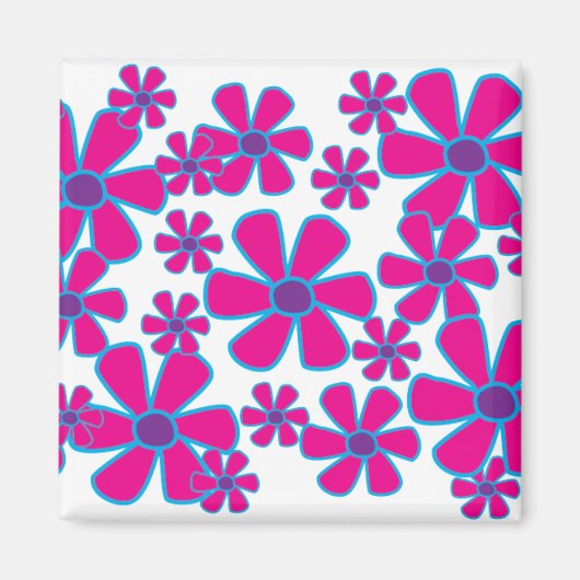 Roze bloemen Magnet (Voorkant)