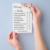 Roze bloemen Mam of pap Said Baby shower Game-kaar Flyer (Hand)