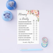 Roze bloemen Mam of pap Said Baby shower Game-kaar Flyer (Enkel)