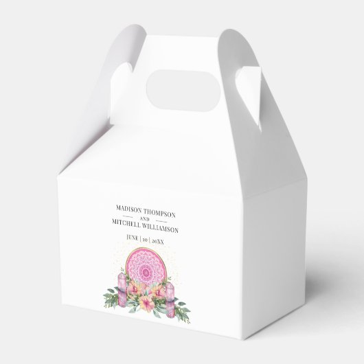 Roze Bloemen Mandala Kristallen Metafysische Bruil Bedankdoosjes (Voorkant Zijde)