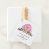 Roze Bloemen Mandala Kristallen Metafysische Bruil Bedankjes Labels (In situ)