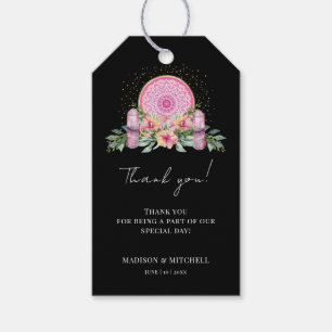 Roze Bloemen Mandala Kristallen Metafysische Bruil Cadeaulabel