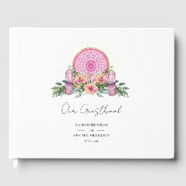 Roze Bloemen Mandala Kristallen Metafysische Bruil Gastenboek