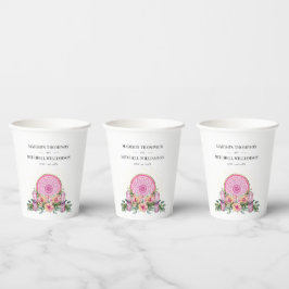 Roze Bloemen Mandala Kristallen Metafysische Bruil Papieren Bekers