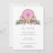 Roze Bloemen Mandala Kristallen Metafysische Bruil Save The Date (Voorkant)