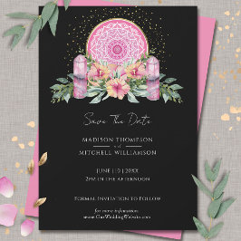 Roze Bloemen Mandala Kristallen Metafysische Bruil Save The Date