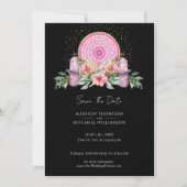 Roze Bloemen Mandala Kristallen Metafysische Bruil Save The Date (Voorkant)