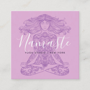 Roze bloemen mandala meditatie yoga instructeur vierkante visitekaartje