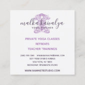 Roze bloemen mandala meditatie yoga instructeur vierkante visitekaartje (Achterkant)