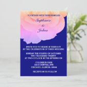 Roze Bloemen Marine Blauw Wit Rose Bloem Huwelijk Kaart (Staand voorkant)