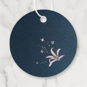 roze bloemen marineblauw bedankjes labels (Achterkant)