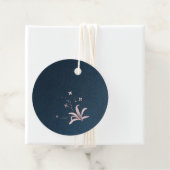 roze bloemen marineblauw bedankjes labels (In situ)