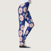 Roze bloemen marineblauw Leggings (Rechts)