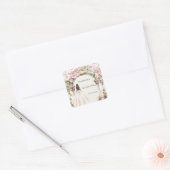 Roze bloemen marmeren boog jurk Quinceanera Vierkante Sticker (Envelop)