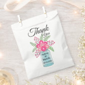 Roze bloemen Mason Jar Hartelijk dank Bedankzakje (Geknipt)