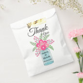 Roze bloemen Mason Jar Hartelijk dank Bedankzakje (Gezegeld)