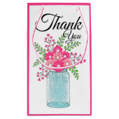Roze bloemen Mason Jar Hartelijk dank Klein Cadeauzakje (Achterkant)