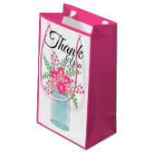 Roze bloemen Mason Jar Hartelijk dank Klein Cadeauzakje (Achterkant Gekanteld)