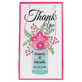 Roze bloemen Mason Jar Hartelijk dank Klein Cadeauzakje (Voorkant)