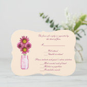 Roze Bloemen Mason Jar-reactiekaart Kaart (Staand voorkant)