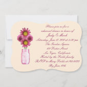Roze bloemen Mason Jar Rehearsal Dinner Invitation Kaart (Voorkant)