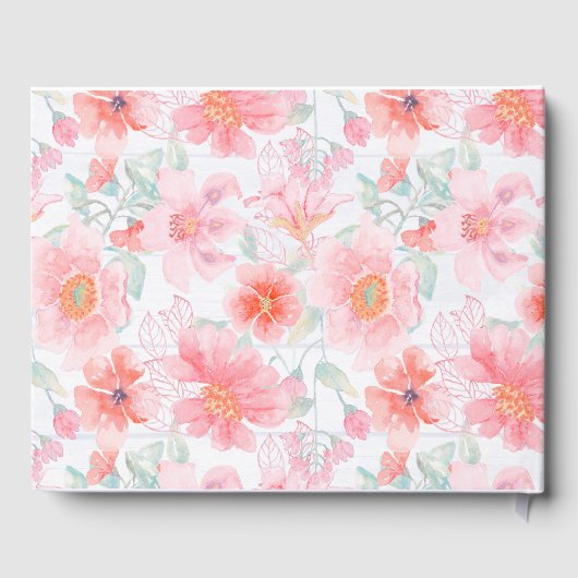 Roze Bloemen Mason Jar Rustieke bruiloft Gastenboek (Achterkant)