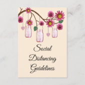 Roze Bloemen Mason Jar Veiligheidsmaatregelen Informatiekaartje (Voorkant)