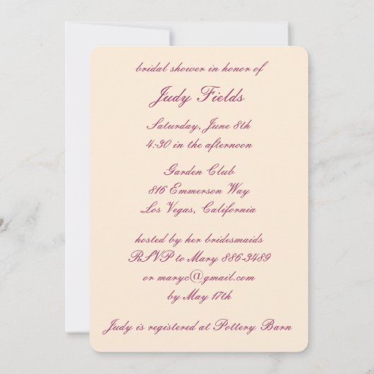 Roze bloemen Mason Jars Bridal Shower Uitnodiging (Achterkant)