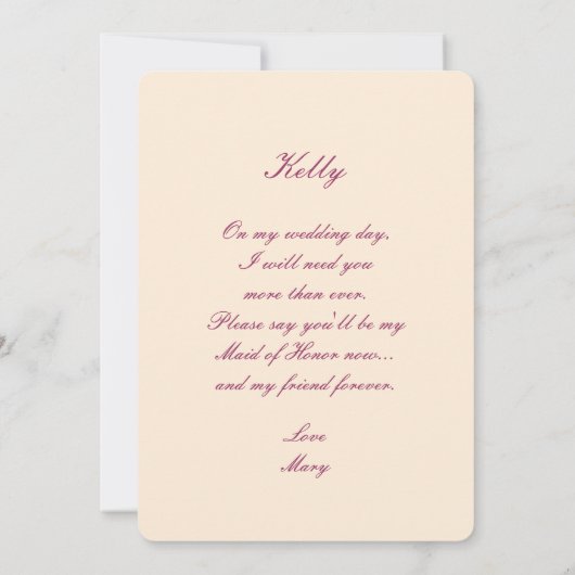 Roze bloemen Mason Jars Maid of Honor Kaart (Achterkant)