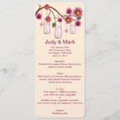 Roze bloemen Mason Jars Menu Kaart (Voorkant)