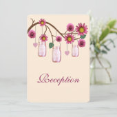 Roze Bloemen Mason Jars Ontvangstkaart Kaart (Staand voorkant)