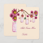 Roze bloemen Mason Jars Table Place card Kaart (Voorkant / Achterkant)