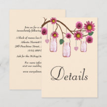 Roze bloemen Mason Jars Wedding Details